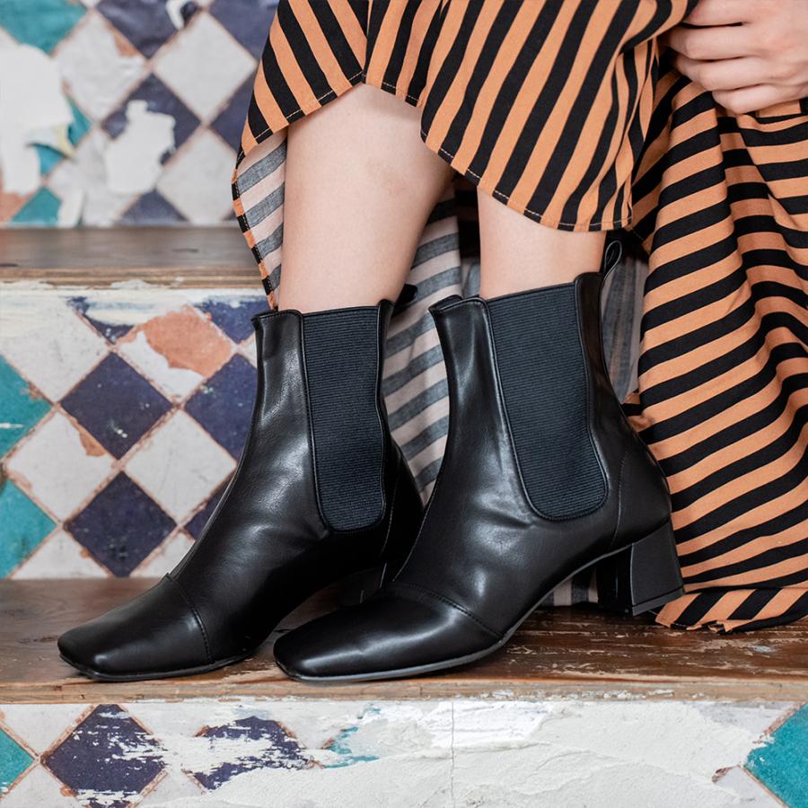 【23秋冬新作】スクエアトゥ サイドゴア ショートブーツ - 画像 (5)