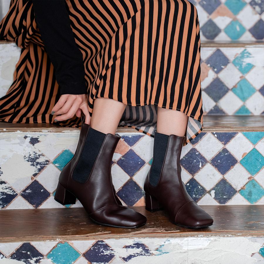 【23秋冬新作】スクエアトゥ サイドゴア ショートブーツ - 画像 (6)