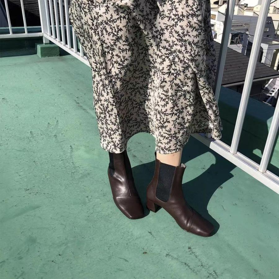 【23秋冬新作】スクエアトゥ サイドゴア ショートブーツ - 画像 (7)