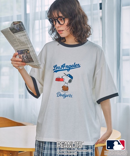 PEANUTS tシャツ 「PEANUT×MLB」ピーナッツ×メジャーリーグベースボール 別注 グラフィック ロゴ刺繍オーバーサイズ半袖Tシャツ レディース メンズ - 画像 (8)