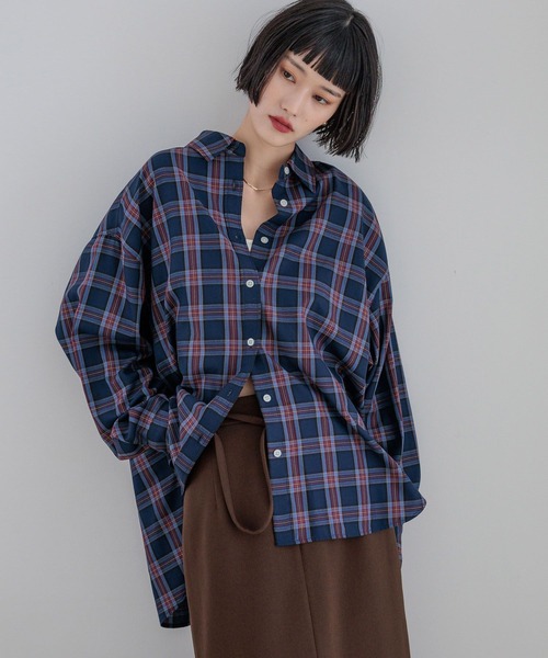 LOWRYS FARM ブラウス シャツ アソートチェックBIGシャツ 525629 レディース - 画像 (6)