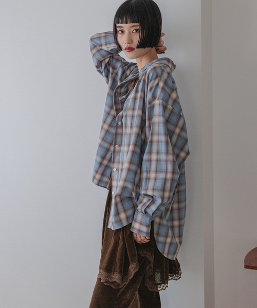 LOWRYS FARM ブラウス シャツ アソートチェックBIGシャツ 525629 レディース - 画像 (5)