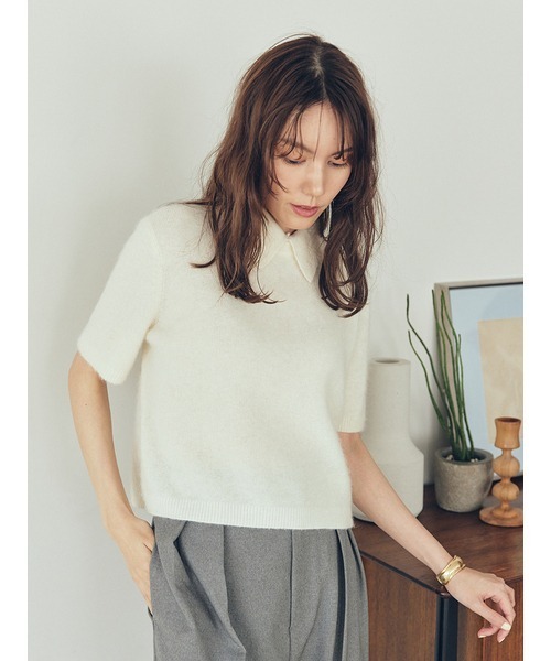 Mila Owen ニット セーター ポロ衿クロップド丈モヘアニットトップス レディース - 画像 (8)