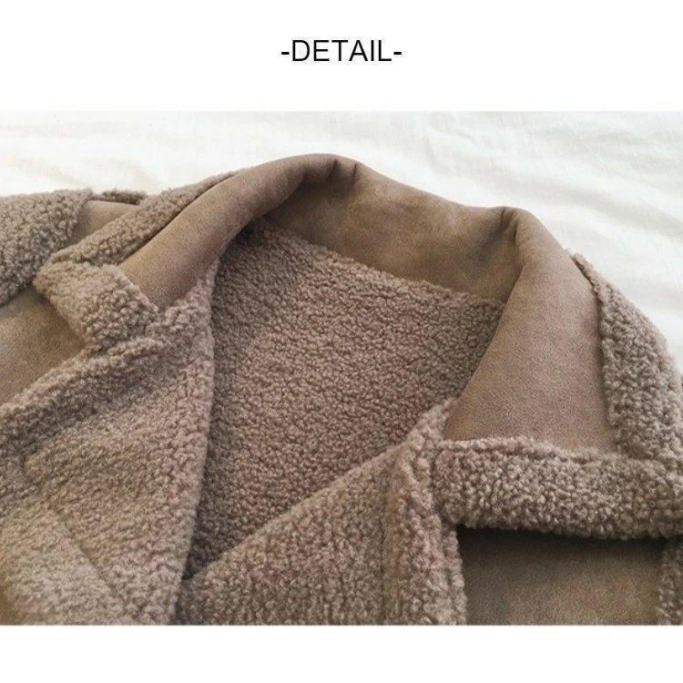 ムートンコートボアコートレディースジャケットボアフリースコートショート丈冬大きいサイズビッグシルエット厚手もこもこ - 画像 (5)