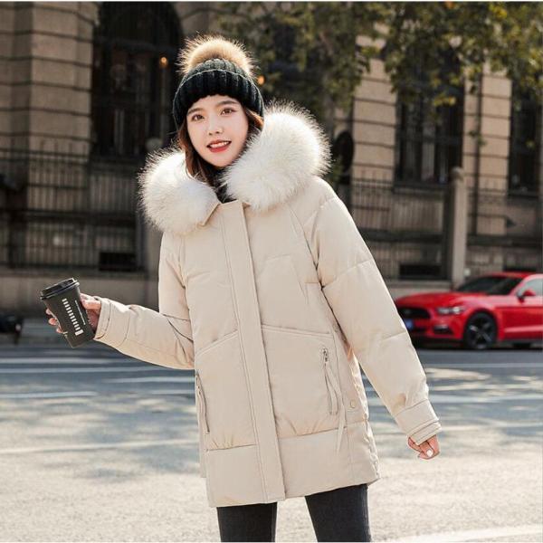 2021新作中綿 コート レディース 膝丈 フェイクファー フード付き 大きいサイズ ゆったり ボリューム 無地 カジュアル 冬 - 画像 (7)