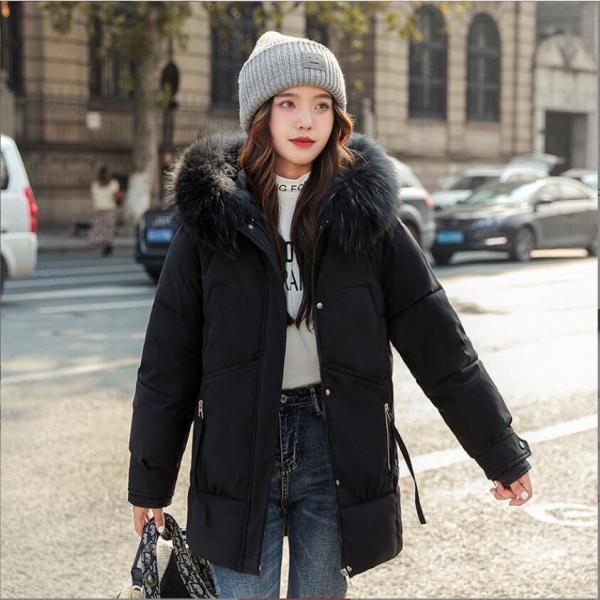 2021新作中綿 コート レディース 膝丈 フェイクファー フード付き 大きいサイズ ゆったり ボリューム 無地 カジュアル 冬 - 画像 (8)