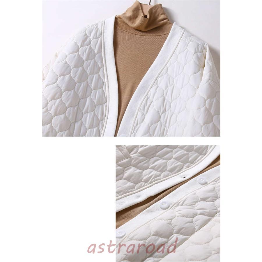 中綿ジャケット レディース スタジャン 中綿 長袖 キルティング 中綿入り コート 秋冬 アウター 前開き カーディガン 羽織り 防寒 軽い ポケット付き - 画像 (6)