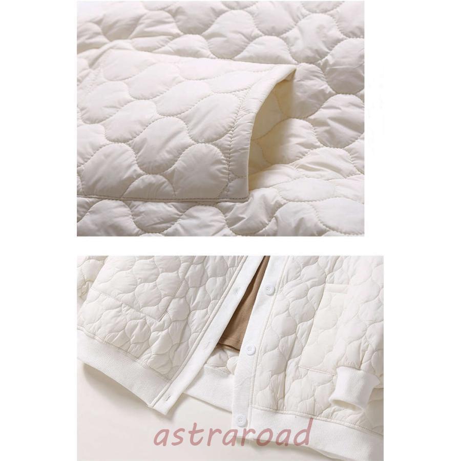 中綿ジャケット レディース スタジャン 中綿 長袖 キルティング 中綿入り コート 秋冬 アウター 前開き カーディガン 羽織り 防寒 軽い ポケット付き - 画像 (7)