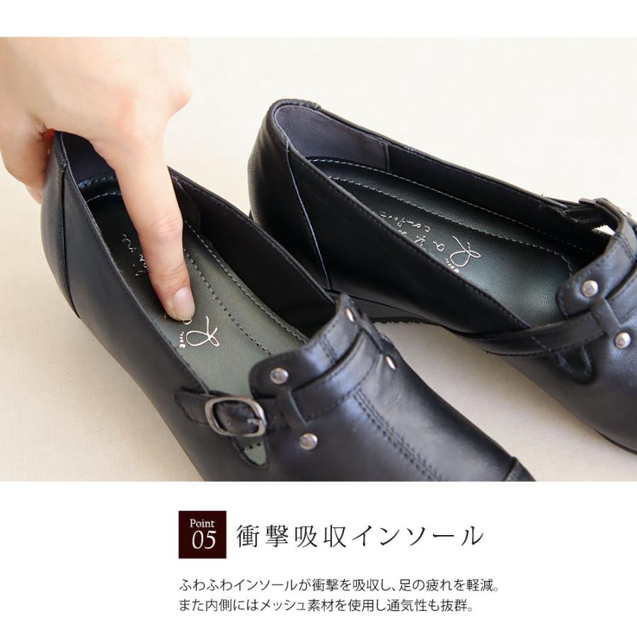 Rakuchin 本革 コンフォートシューズ レディース ローファー 黒 ブラック ネイビー ベージュ ブラウン グレー 軽量 レザー 母の日 敬老の日 プレゼント Rakuchine comfort - 画像 (7)