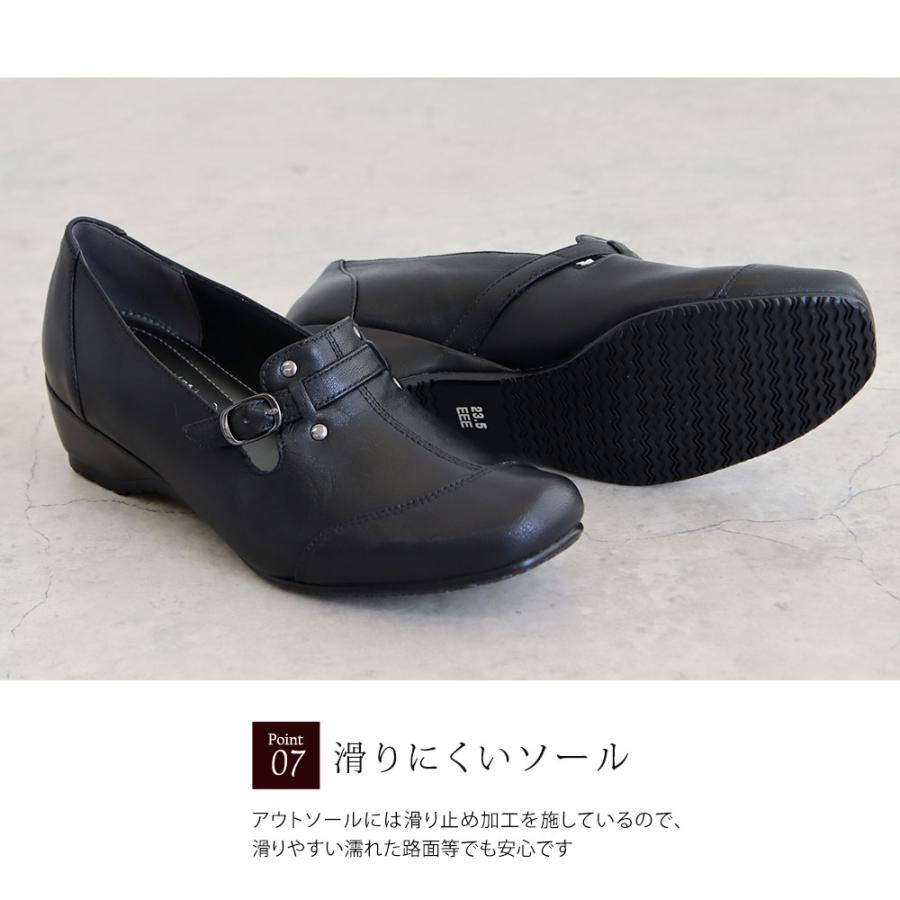 Rakuchin 本革 コンフォートシューズ レディース ローファー 黒 ブラック ネイビー ベージュ ブラウン グレー 軽量 レザー 母の日 敬老の日 プレゼント Rakuchine comfort - 画像 (9)