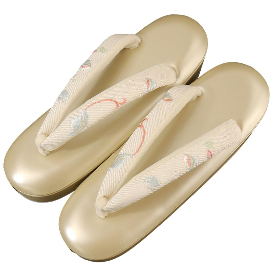 衿秀 公式 草履 ぞうり 刺繍 晴雨 晴雨兼用 ティータイム 紅茶 マカロン パールベージュ L シャレ 普段着 履きやすい 防水 日本製 襟の衿秀 sp - 画像 (6)