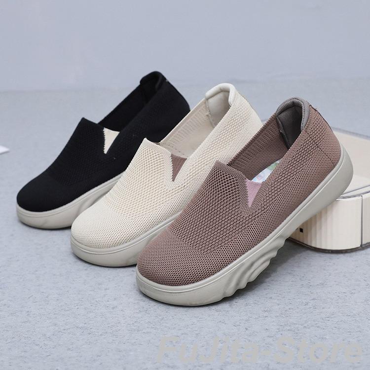 スリッポン レディース ニットシューズ フラットシューズ 靴 スニーカー 疲れない 痛くない 婦人靴 母の日 - 画像 (6)