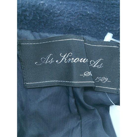 ■ AS KNOW アズノゥアズ 長袖 チェスター ロング コート レディース ネイビー - 画像 (3)