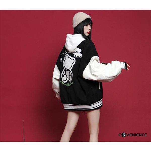 スタジャン レディース ジャケット トレーナー スポーツ 野球服 春服 スタジアムジャンパー ブルゾン アウター 着痩せ ゆったり 大きいサイズ - 画像 (3)