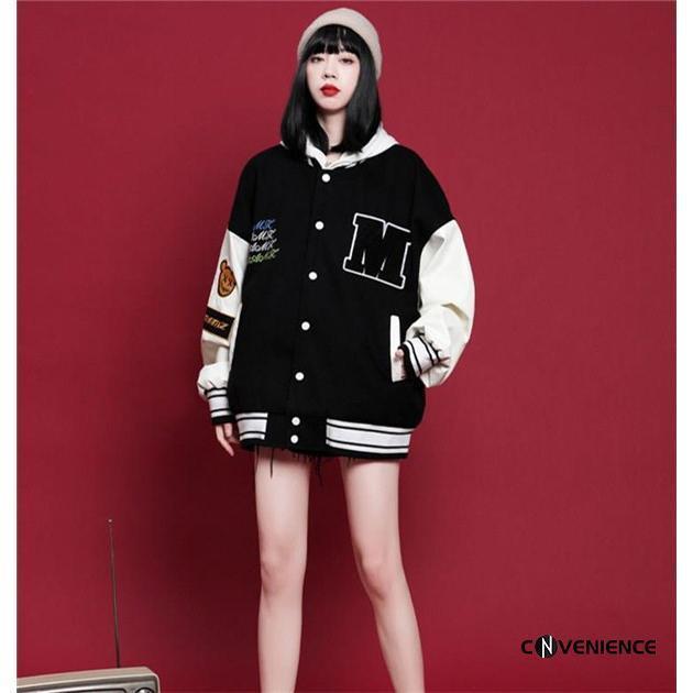 スタジャン レディース ジャケット トレーナー スポーツ 野球服 春服 スタジアムジャンパー ブルゾン アウター 着痩せ ゆったり 大きいサイズ - 画像 (4)