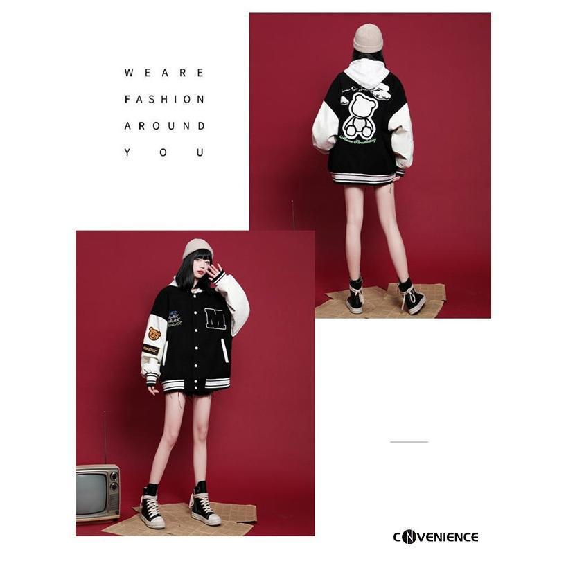 スタジャン レディース ジャケット トレーナー スポーツ 野球服 春服 スタジアムジャンパー ブルゾン アウター 着痩せ ゆったり 大きいサイズ - 画像 (5)