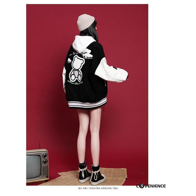 スタジャン レディース ジャケット トレーナー スポーツ 野球服 春服 スタジアムジャンパー ブルゾン アウター 着痩せ ゆったり 大きいサイズ - 画像 (6)