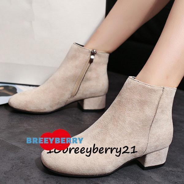 ブーツ レディース ショートブーツ スエード 太ヒール 3cmヒール 靴 シューズ おしゃれ インスタ映え 新作 - 画像 (3)