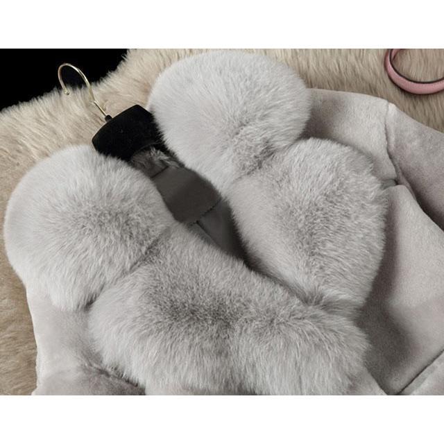 ファー付きファー襟 ウールコート 毛皮コート 膝上丈アウター レディース フェイクファーコート 高級感 パーティー 結婚式 通勤 秋冬新作 - 画像 (4)