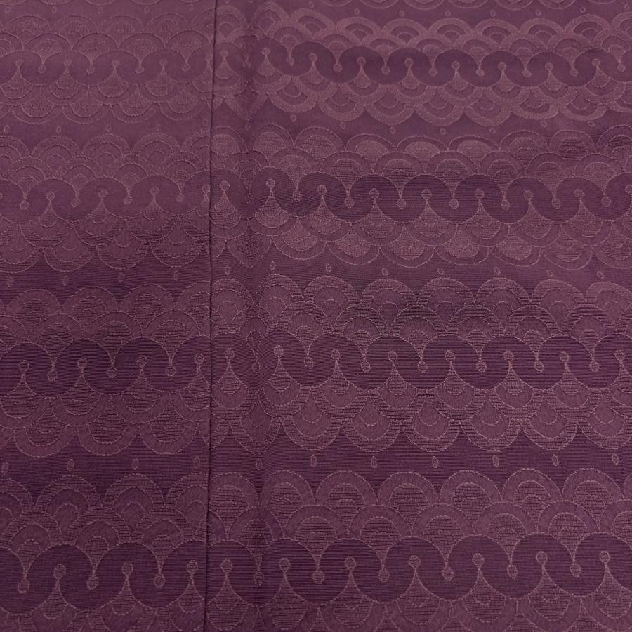 色無地 身丈156cm 裄丈62.5cm S 袷 青海波 紫 正絹 秀品 一つ紋 中古 - 画像 (3)