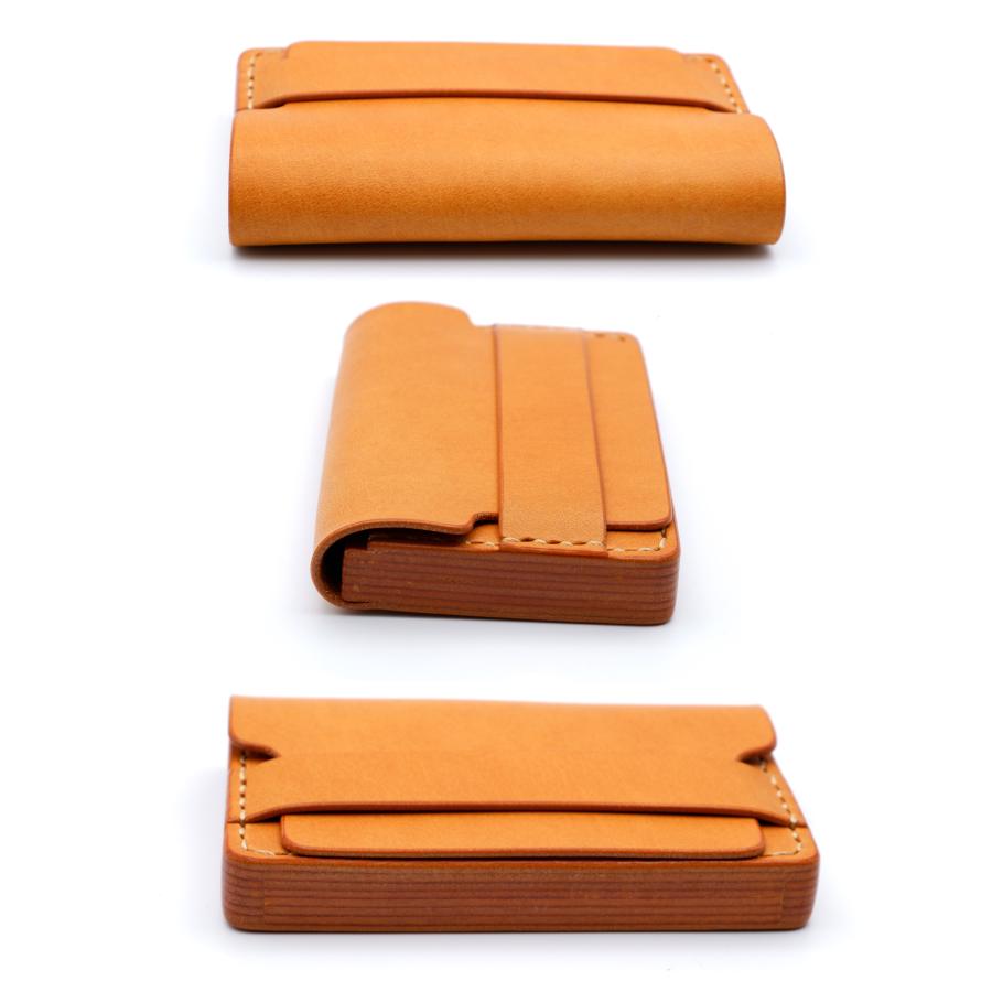 名刺入れ フラップ 積み革 6色 本革 ヌメ革 姫路産レザー メンズ レディース 国産 名入れ 刻印無料 ギフト プレゼント 牛革 使いやすい - 画像 (3)