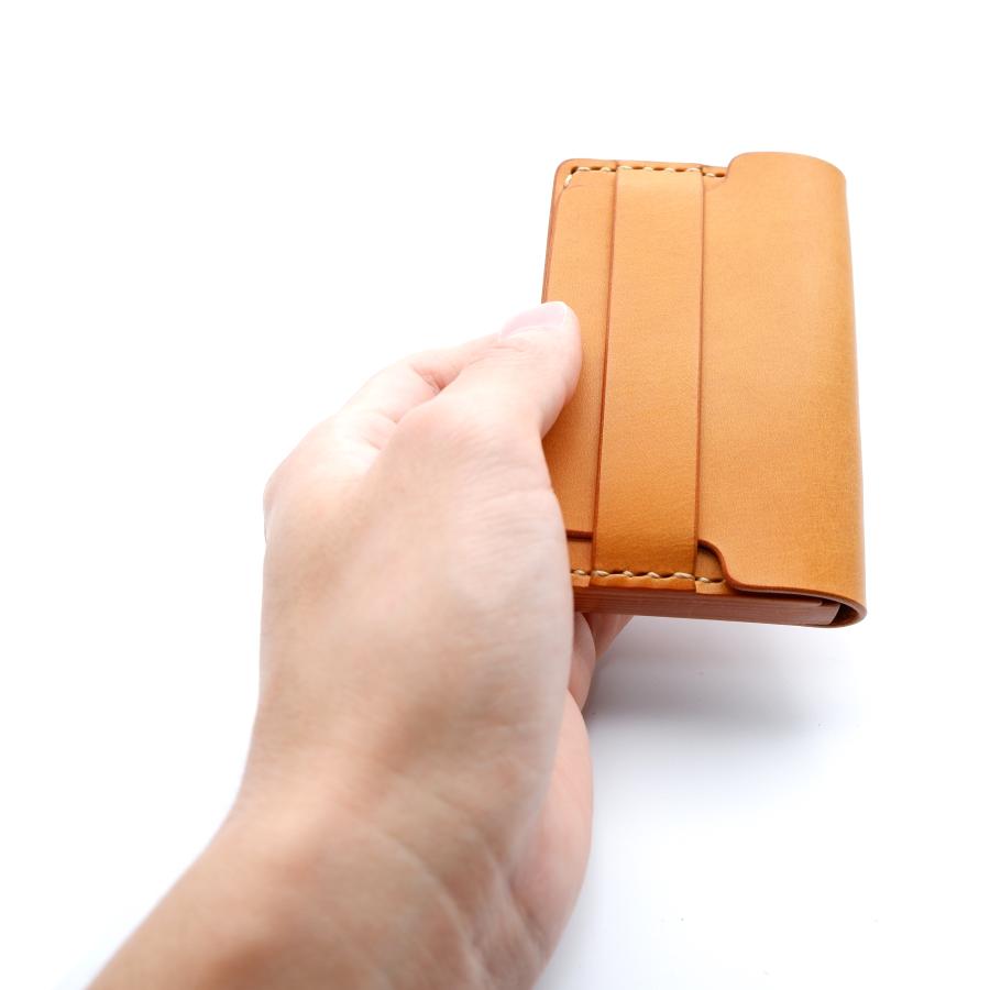 名刺入れ フラップ 積み革 6色 本革 ヌメ革 姫路産レザー メンズ レディース 国産 名入れ 刻印無料 ギフト プレゼント 牛革 使いやすい - 画像 (5)