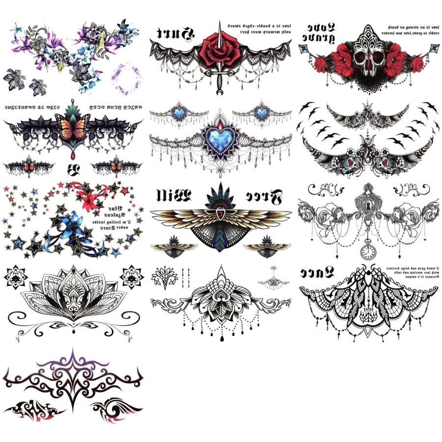 タトゥーシール 花 腕 胸元 鎖骨 背中 アクセサリー 横長 リアル 防水 長持ち 012 - 画像 (4)
