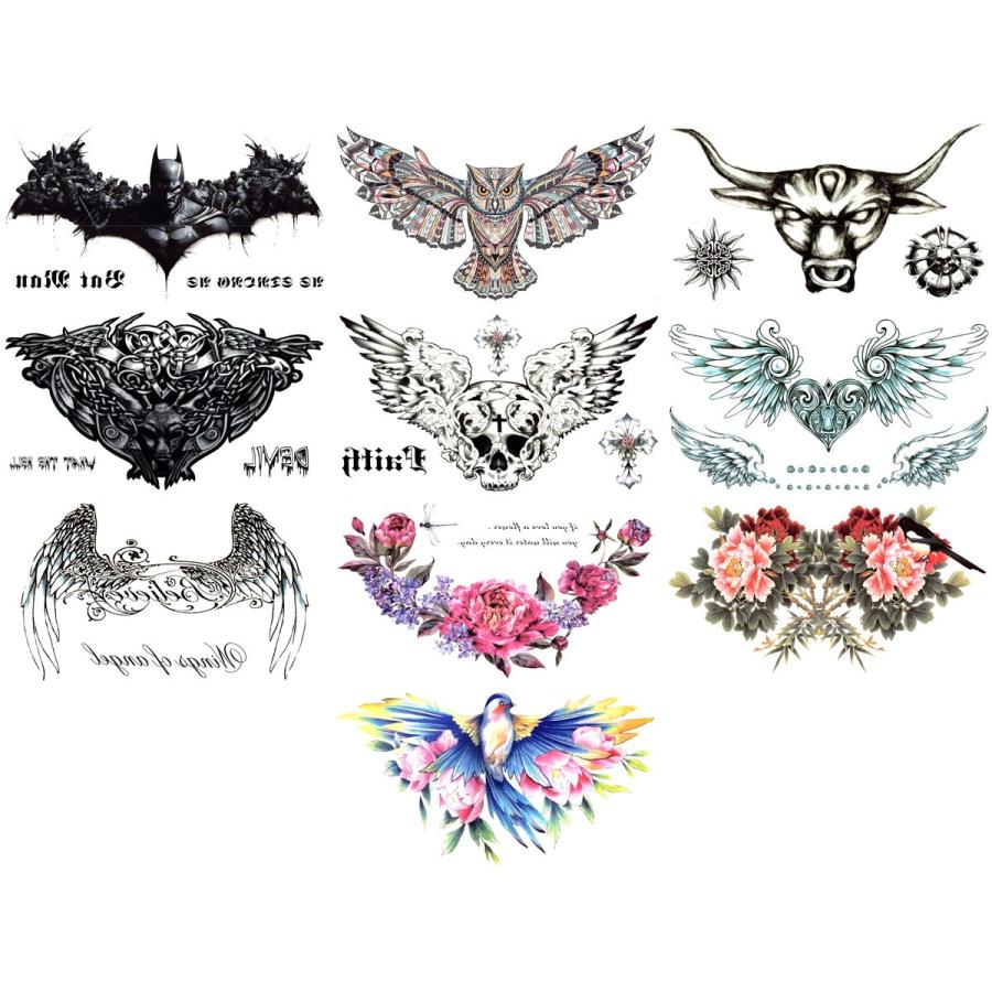 タトゥーシール 花 腕 胸元 鎖骨 背中 アクセサリー 横長 リアル 防水 長持ち 012 - 画像 (5)