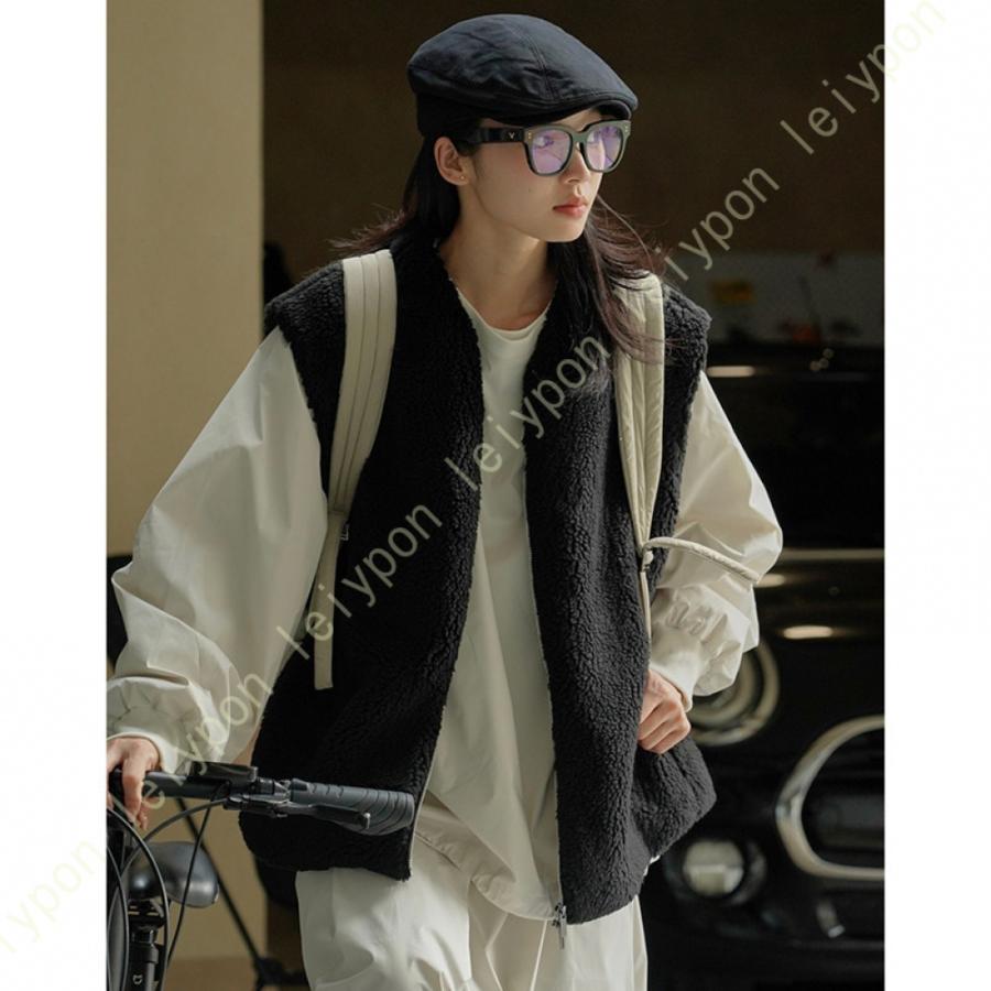 ボアベスト ベスト レディース ショールカラー ボア 軽量 もこもこ おしゃれ かわいい フリースベスト チョッキ ゆったり - 画像 (9)