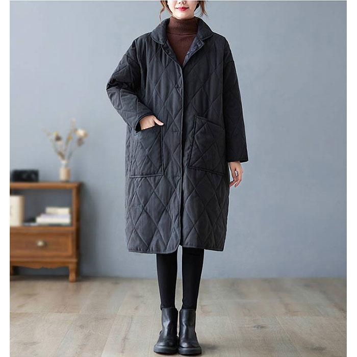キルティングコート レディース 通販 コート 羽織り アウター ロングコート 中綿コート 中綿ジャンパー ジャケット 防寒コート シンプル 無地 防寒 暖かい - 画像 (8)