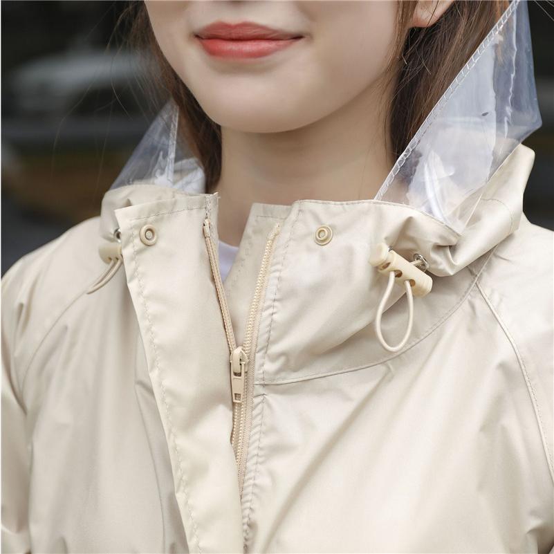 【タイムセール】レインコート 自転車 ロング丈 レディース メンズ リュック対応 収納袋付 ツバ付き バイザー 前開き 男女兼用 カッパ 通学通勤 - 画像 (5)