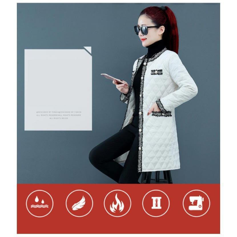 レディース キルティングコート 防寒 ノーカラー 上着 長袖 ゆったり 秋 ミドル丈 大きいサイズ 中綿 冬 ロングコート 無地 イ - 画像 (9)