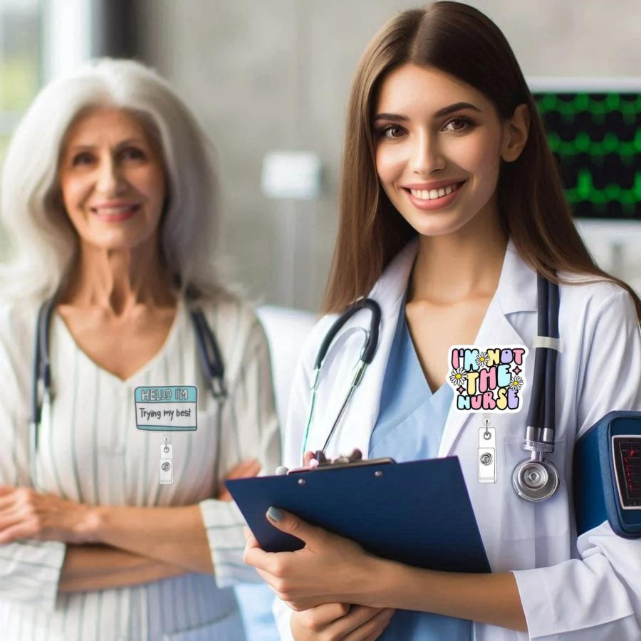 面白いバッジリール 看護師 かわいい 格納式 ネームIDクリップ バッジホルダー 24個 医師 学生 医療助手 同僚 作業小物 バルクギフト (医療スタイル) - 画像 (3)