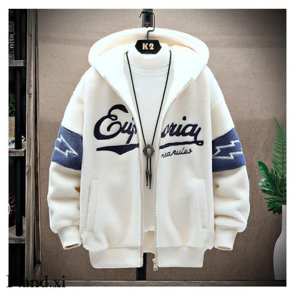 フリースジャケット ボアジャケット モコモコ 厚手 保温 20代30代40代 メンズ アウター フリースコート 通勤 通学 カジュアル 防寒ジャケット - 画像 (3)