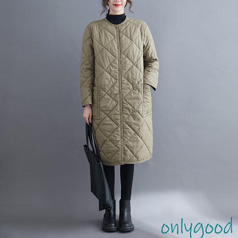 キルティングコート レディース 中綿コート 襟なし ロング丈 キルティング 無地 軽量 大きいサイズ 暖かい アウター あったか ゆったり - 画像 (6)