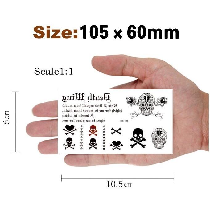 タトゥーシール 文字 指 記号 星 スター バーコード 花 薔薇 ローズ 蝶 ジュエリー 羽 ハート メタル ステッカー sthc-c18 hc-58 105×60mm - 画像 (4)