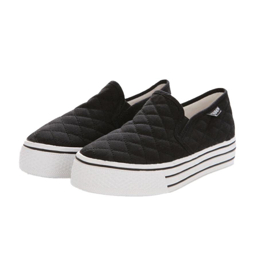 スリッポン 厚底 レディース 通販 スニーカー ぺたんこ 靴 シューズ キルティング 紐なし ひもなし 歩きやすい 可愛い かわいい シンプル フラット 女性 - 画像 (3)