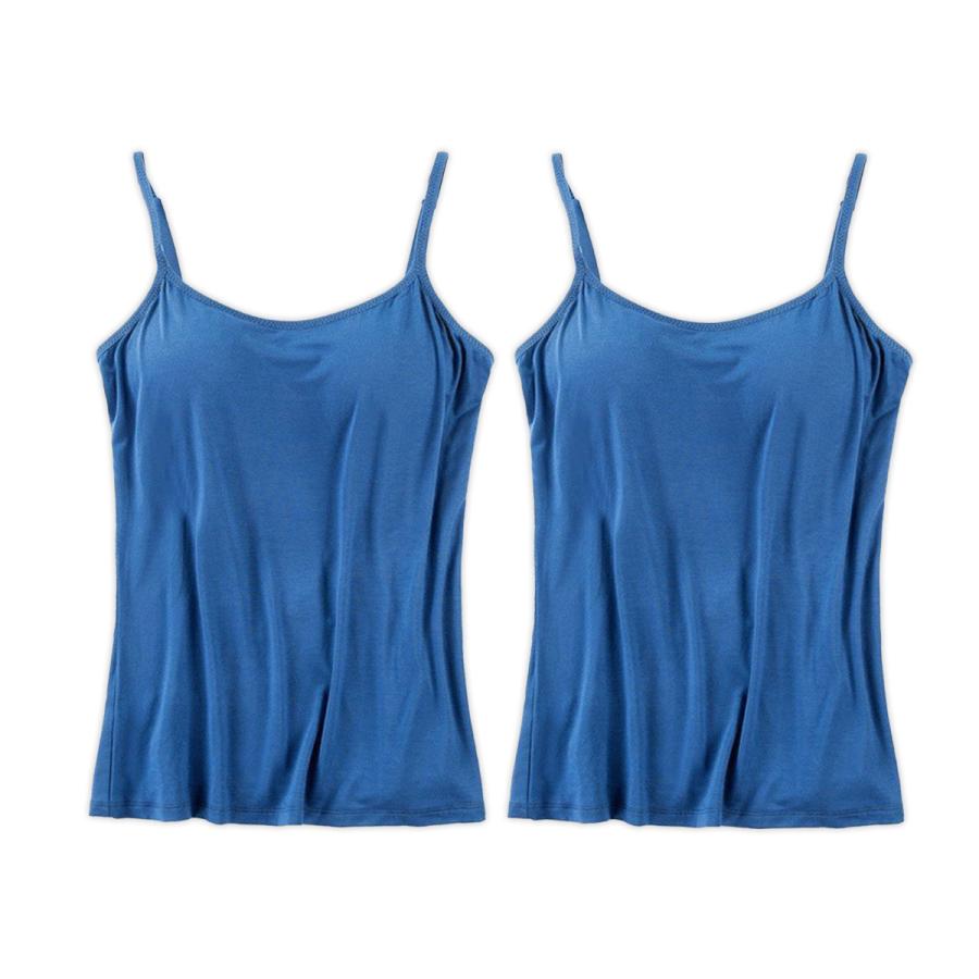 お得な2枚セット! ブラトップ カップ付きキャミソール ブラキャミソール カップ付き ブラキャミ キャミソール インナー ノンワイヤー - 画像 (6)