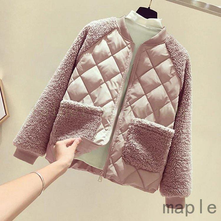 コート 中綿コート レディース キルティングコート エコボア切り替えジャケット 秋冬 40代 カジュアル もこもこショット丈 オーバー 学生アウター - 画像 (4)