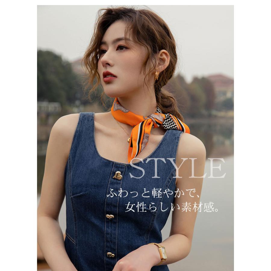 シルク スカーフ レディース シルク100% 正方形 53×53cm 柄 女性 母の日 プレゼント ギフト 春 夏 秋 冬 用 絹 羽のように軽い - 画像 (7)