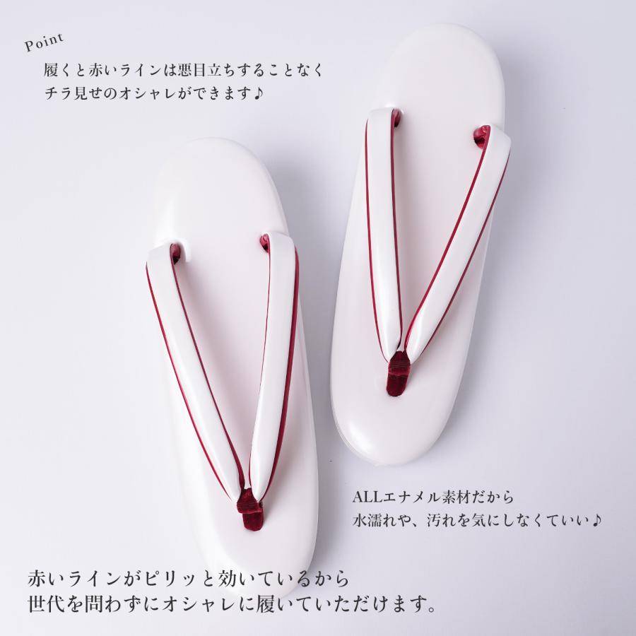 3枚芯 草履 ゾーリ 日本製 コルク芯 痛くない 礼装 フォーマル カジュアル 兼用 エナメル 白 赤 白兎 厚底 振袖 袴 結婚式 成人式 卒業式 入学式 ML - 画像 (5)