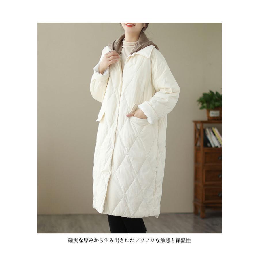 中綿コート レディース コート 冬 フード付 キルティングコート 厚手 アウター 綿入れ 冬コート 通勤 体型カバー フード付きコート 厚手コート - 画像 (3)