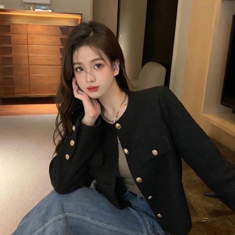 【特価】ジャケット アウター レディース ノーカラー ツイードノーカラージャケット ライトアウター オフィス パーティー 長袖ジャケット カジュアル - 画像 (4)