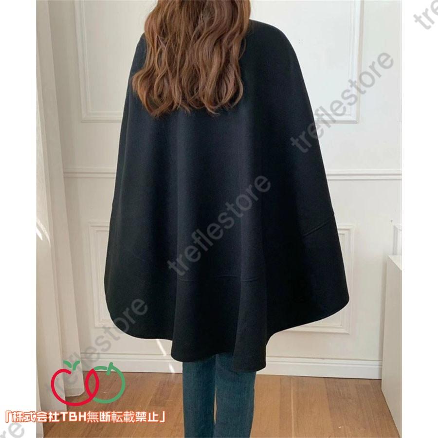 TBHコートマント40代レディース ライトアウター ポンチョ50代 無地大人 体型カバー 春服 カーディガン 春秋 黒 ベージュ 春コート マント ゆったり 30代コート - 画像 (8)