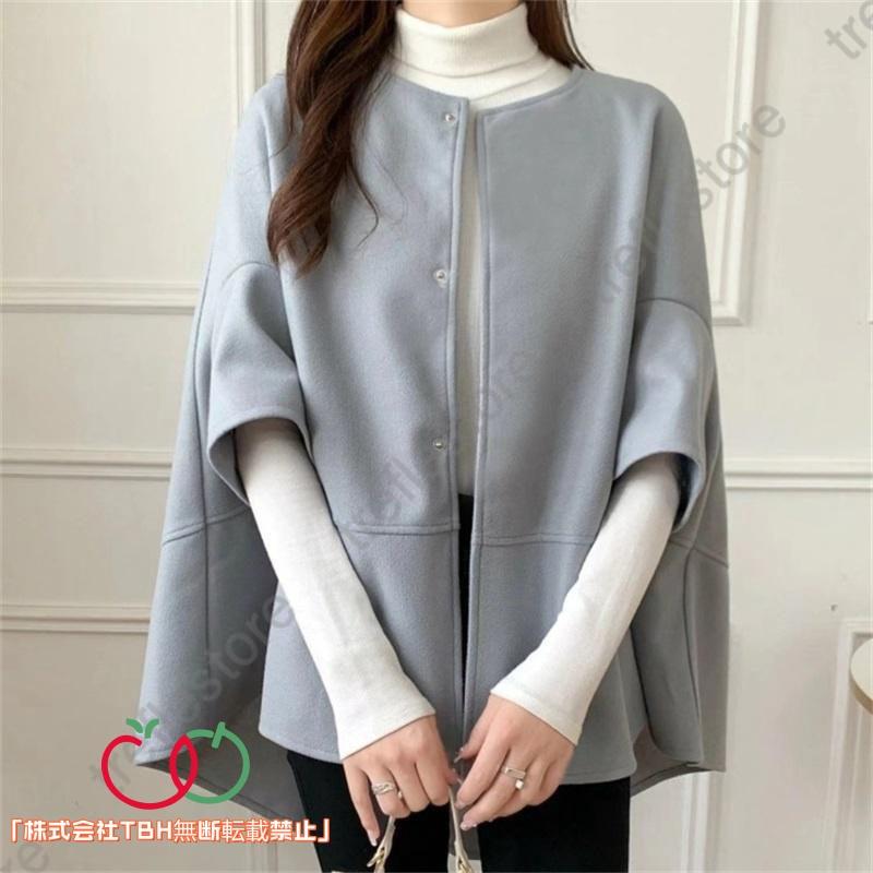 TBHコートマント40代レディース ライトアウター ポンチョ50代 無地大人 体型カバー 春服 カーディガン 春秋 黒 ベージュ 春コート マント ゆったり 30代コート - 画像 (9)