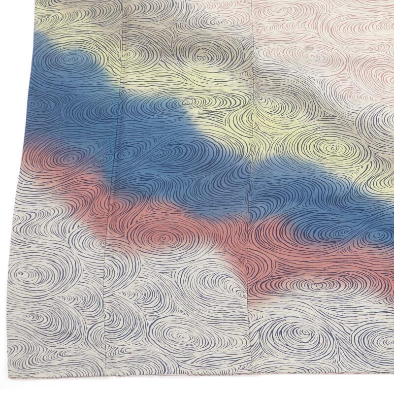 中古 訪問着 レディース 正絹 ベージュ 流水文様 色ぼかし 作家物 身丈160cm 裄丈62.5cm 仕立て上がり着物 リサイクル着物 即日発送 - 画像 (3)