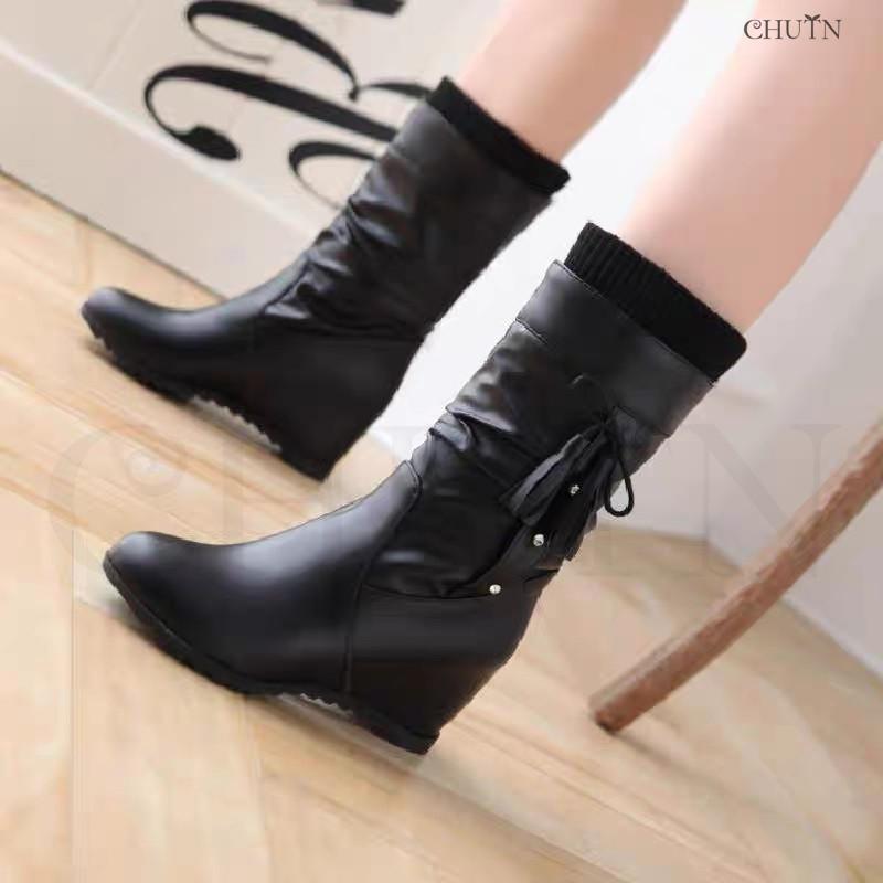 ロングブーツレディース ロングブーツ内ボアロングブーツファーブーツ インヒール保温 防風ブーツ ロングブーツ白秋冬 披露宴 二次会お出かけ 〜26.5秋冬靴 - 画像 (4)