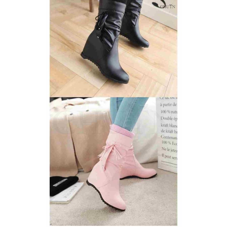 ロングブーツレディース ロングブーツ内ボアロングブーツファーブーツ インヒール保温 防風ブーツ ロングブーツ白秋冬 披露宴 二次会お出かけ 〜26.5秋冬靴 - 画像 (7)