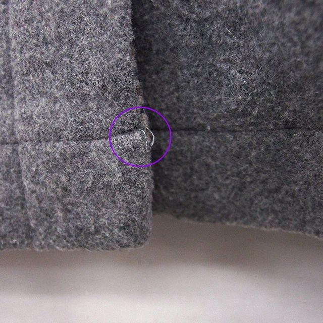 E hyphen world gallery イーハイフンワールドギャラリー HYPHEN WORLD GALLERY ピース PEACE フード コート ミドル丈 ウール混 総柄 F 灰 /HT17 レディース - 画像 (3)