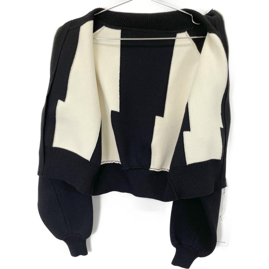 ADAM ET ROPE' Adam et Rope アダムエロペ 24AW ブラック ショートジャカードドライバーズニット ホワイト F ジャケット ポリエステル レディース 中古 - 画像 (3)